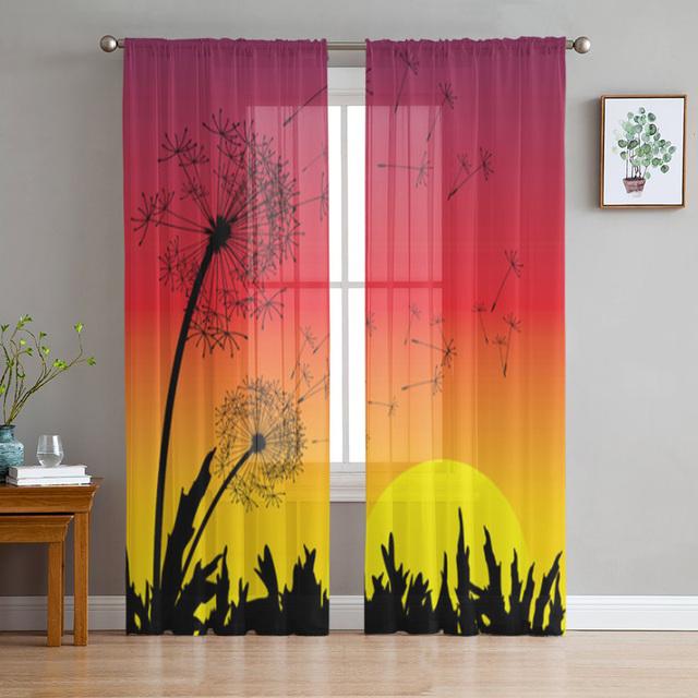 Plant Design Sheer Curtains For Living Room Bedroom Kids Room Home Decor Light Filtering Window Blinds