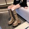 Maillard brown versatile boots women's 2025 spring and summer new thick leg heightening knight boots small tall boots