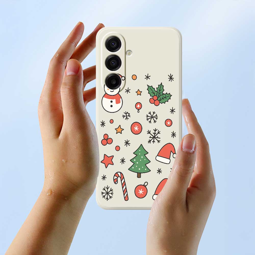 For Samsung Galaxy A17 5G Case Snowman and Santa Hat Pattern Printing Straight Edge TPU Phone Back Cover