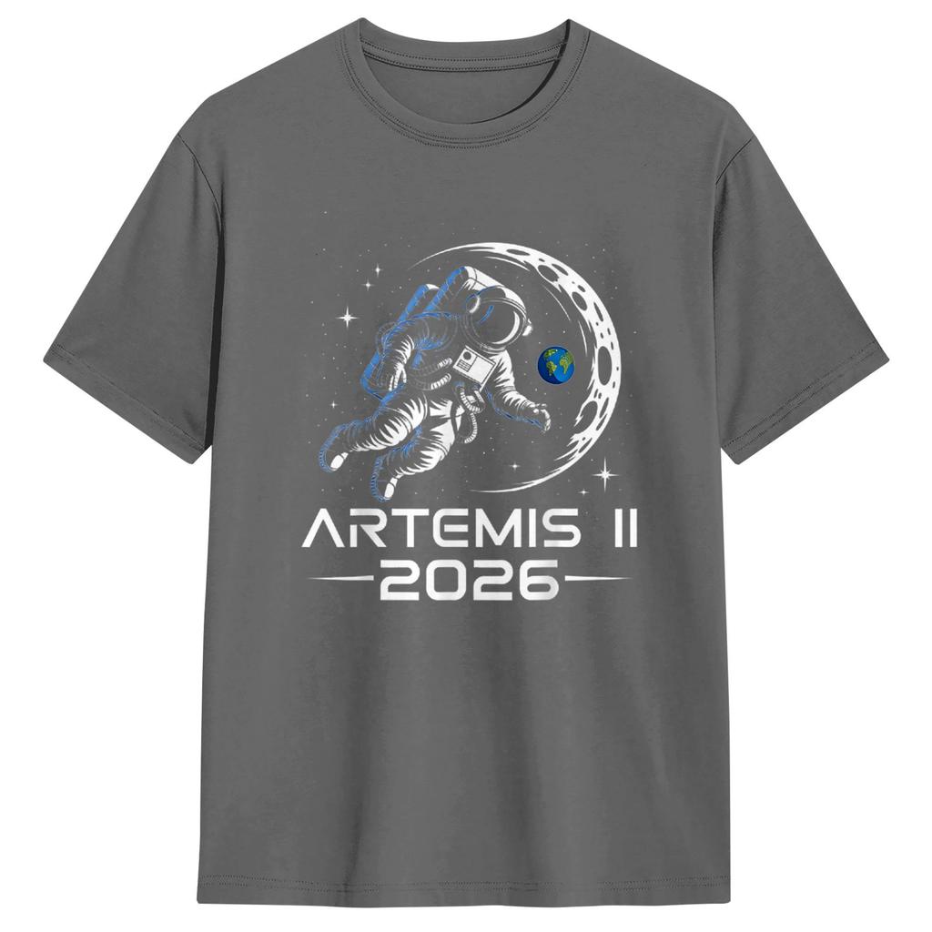 Artemis II Launch to The Moon Space Mission 2026 Astronaut Mens T Shirt Humor Tees Short Sleeve TShirt Cotton Printed Clothing