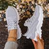 Large Size Women's White Shoes Summer Mesh Lace Sneakers Comfortable Low-top Running Shoes