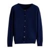 Long Sleeve Women Knitted Sweater Coat Single Breasted Round Neck