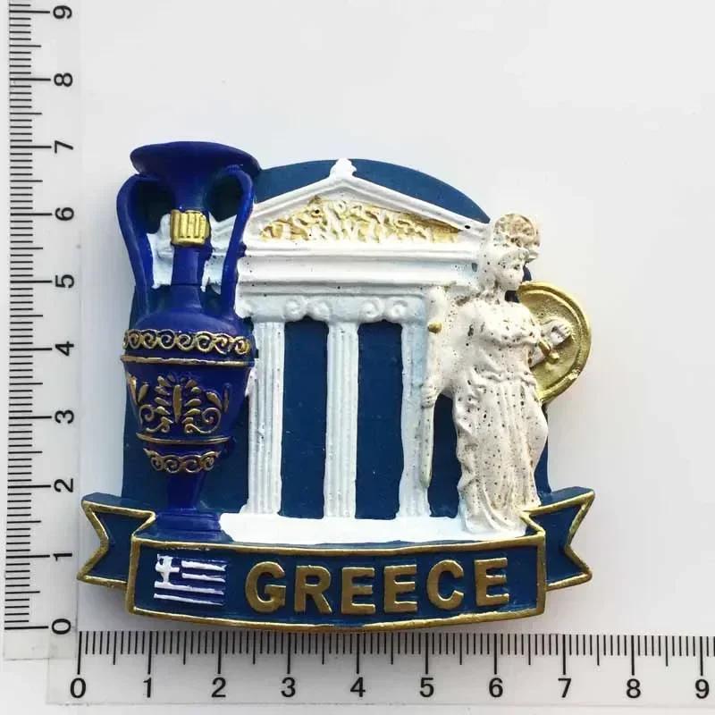 Griechische Touristen-Souvenirs Kühlschrankmagnet Griechenland Flagge Samurai Spartanischer Helm Handbemalung Magnetische Kühlschrankaufkleber Geschenkideen