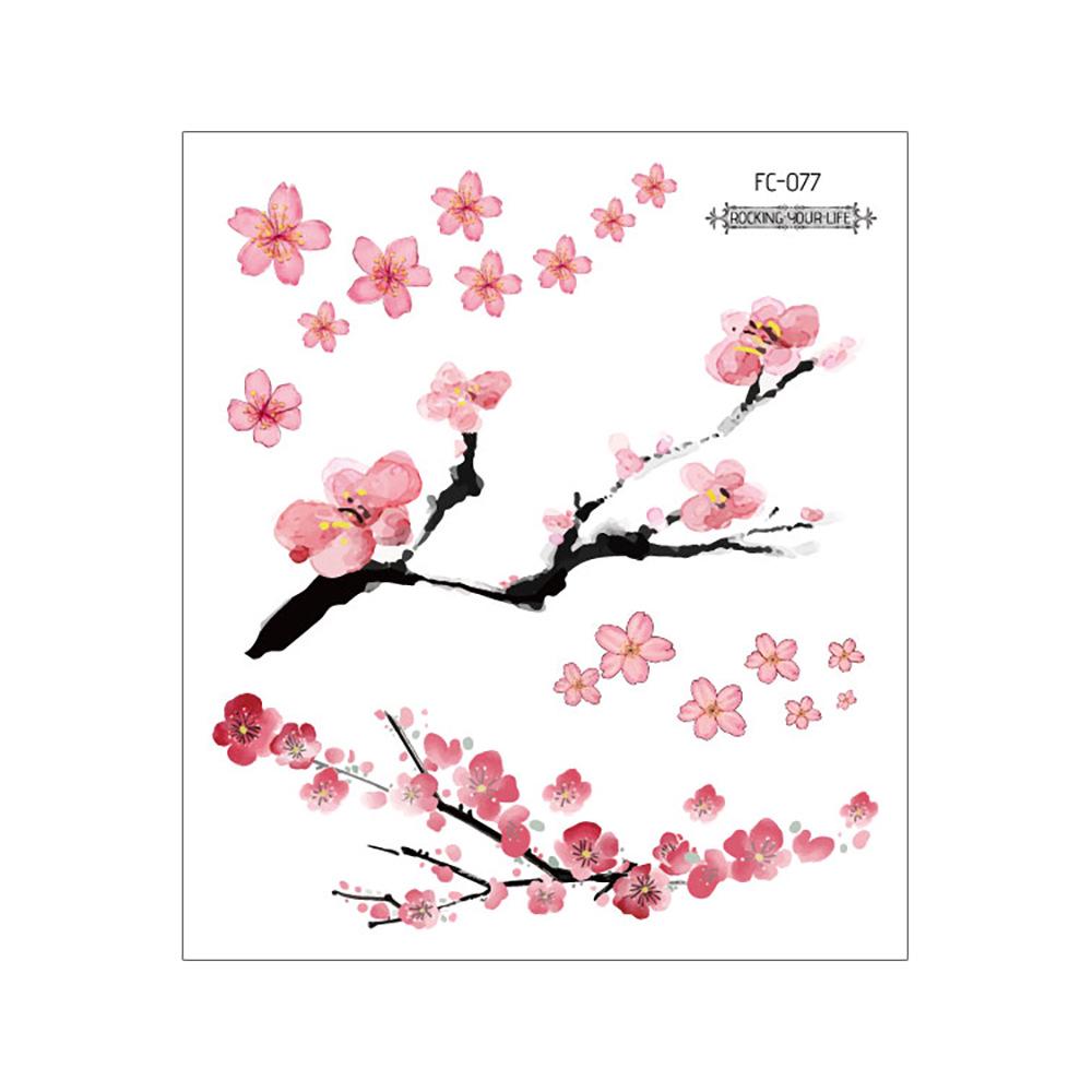 Waterproof Cherry Blossom Tattoo Sticker - Elegant Small Fresh Flower Design for Arm or Collarbone