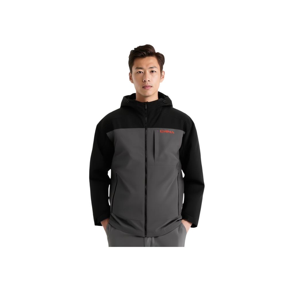 Anta Trainingsserie Colorblock Zip-Up Kapuzenjacke Bequem Atmungsaktiv Vielseitig Dicke Jacke Herrenjacken Basic-Schwarz Rauchschwarz-Grau 152517655R-3