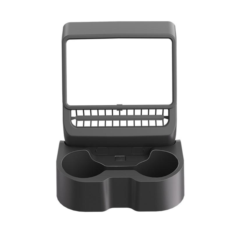 Car Rear Seat Rotating Cup Holder Integrated Vent Cover Silicone Construction Magnetic Clip Design 150° Rotating Charging Port Access Prevents 1