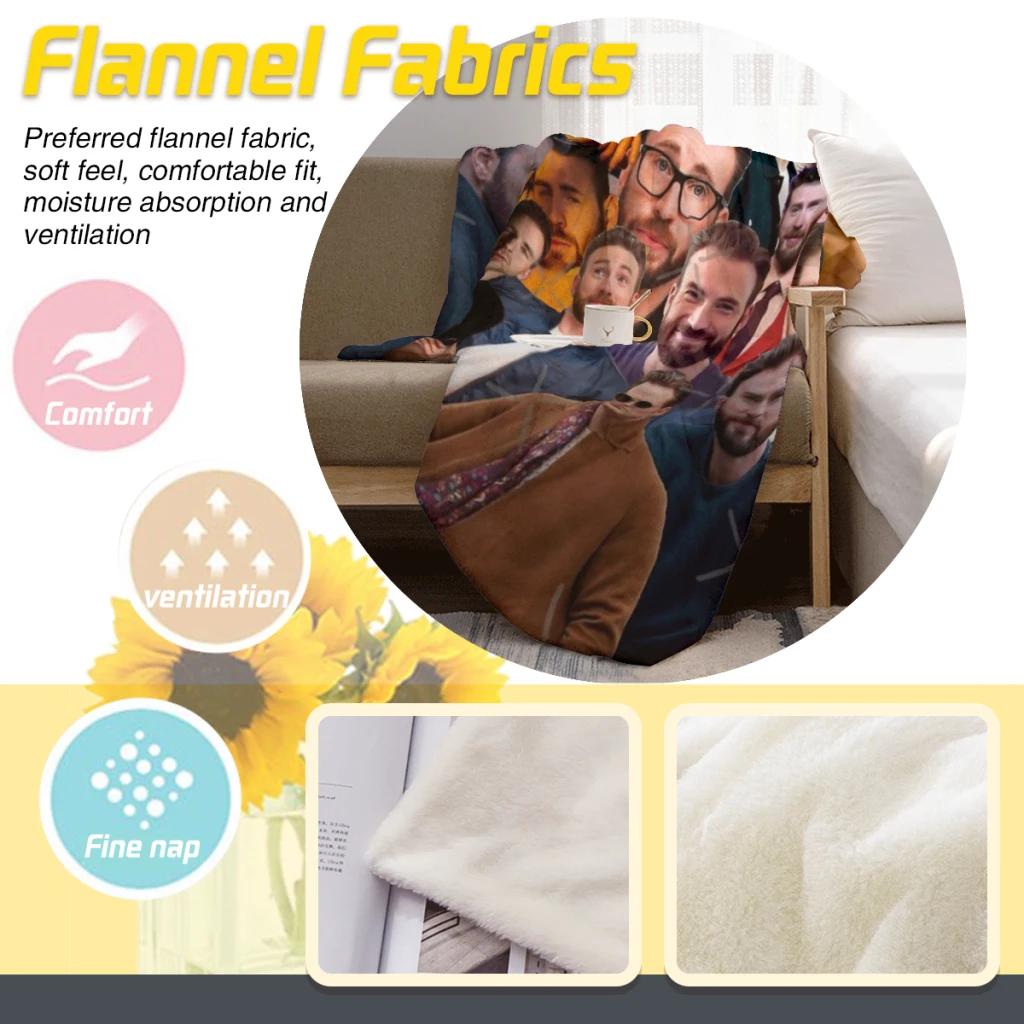 Chris Evans Collage Photo Couverture Fine Doux Ensembles Couette Jeté pour Canapé Chaudes Couvertures Flanelle Chambre à Coucher Couverture d'Été