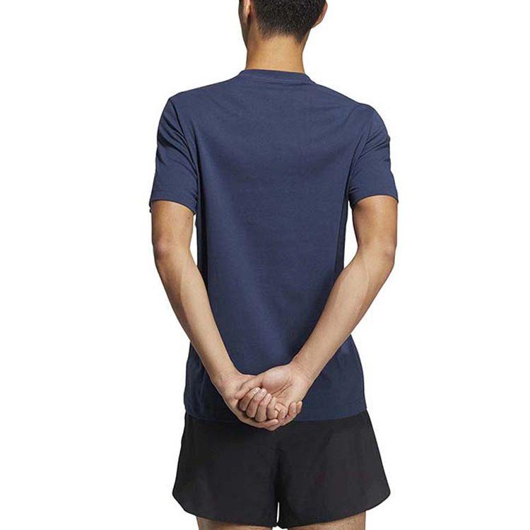 Adidas T Shirts Men's Dark Blue Crew Neck Moderate Straight Fit HJ9883