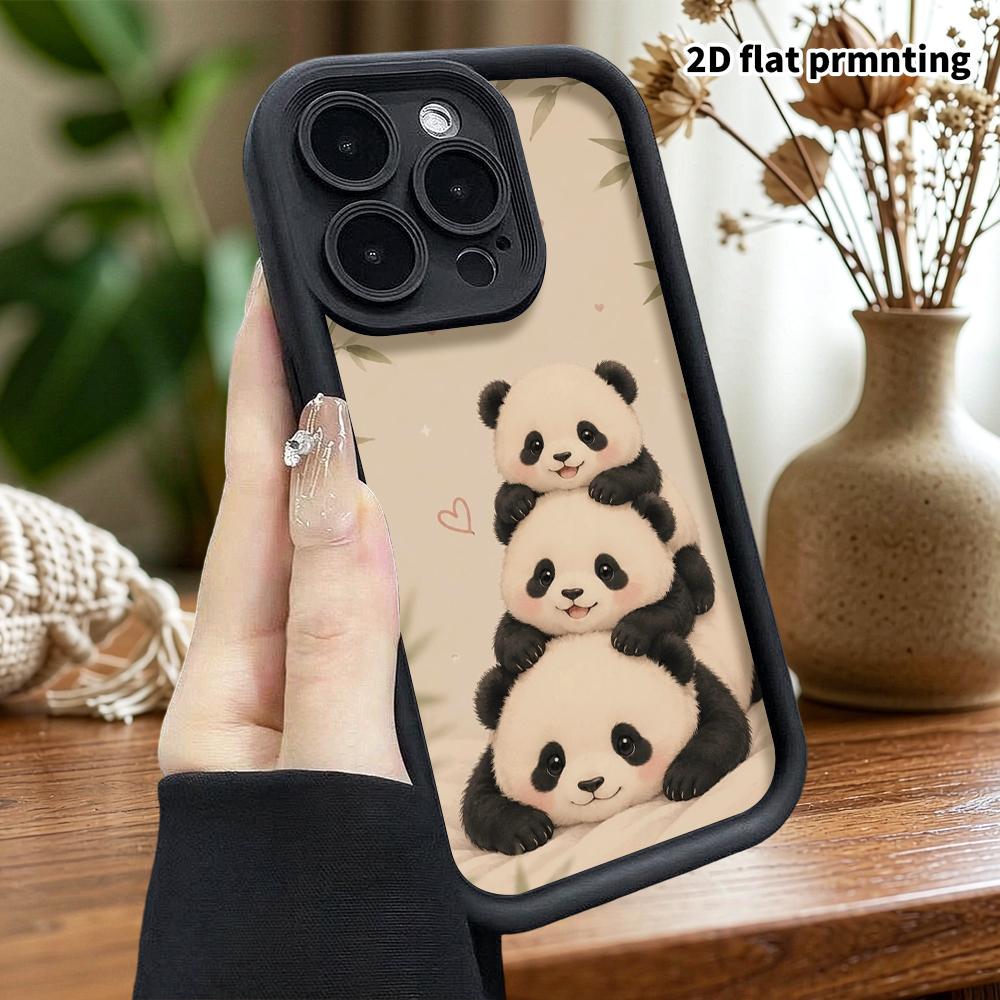 Phone Case: 2D Flat Design Suitable for iPhone 18 17 16 15 14 13 Pro Tiered Protective Case, Cute Soft Panda, Christmas and Halloween Gift