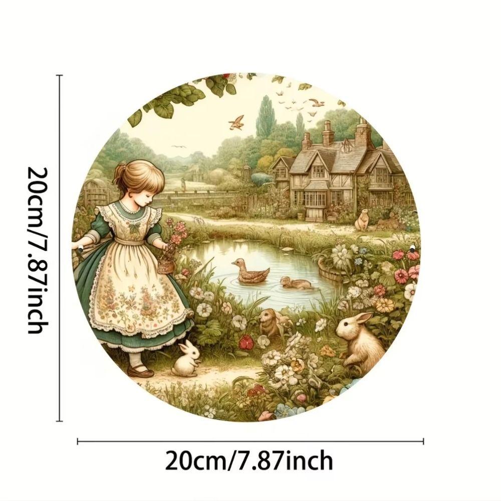 Tin Art Painting Metal Wall Decor 20x20cm Handmade Craft Home Decorative Plate