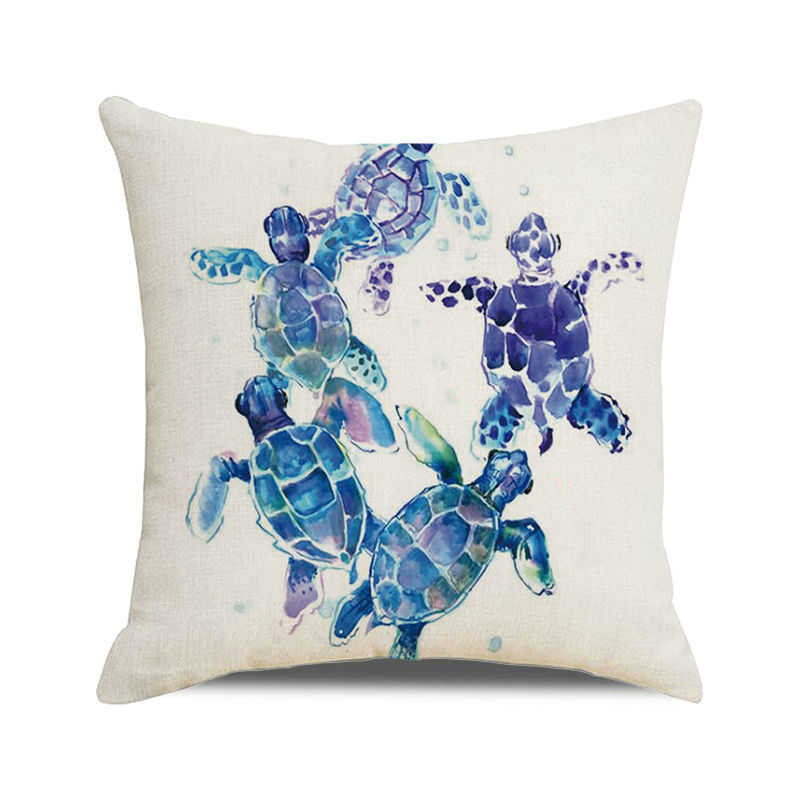 Home Decor Colorful Sea Turtle Watercolor Pillow Covers Pattern Cushion Cover Suitable for Sofa Bedroom Car Pillow Cover