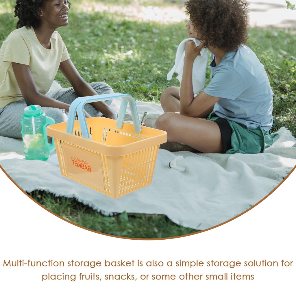 1pcs Plastic Storage Basket With Handles Multifunctional Household Organizer For Fruits Vegetables Snacks Toiletries Sundries