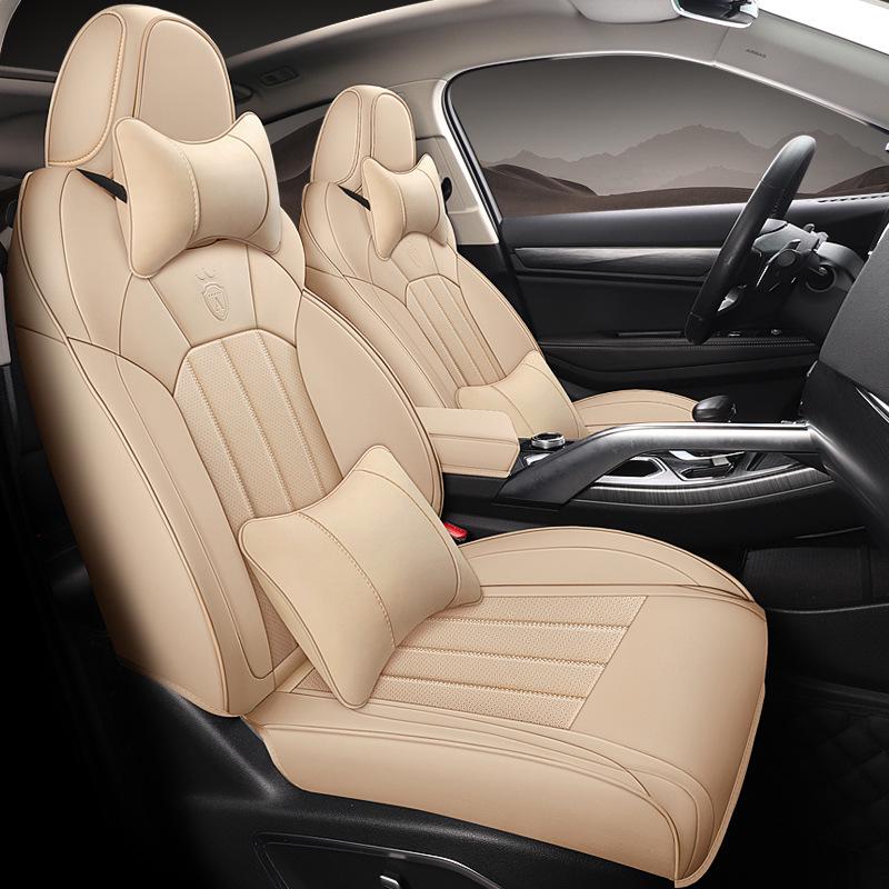 Durable, easy-clean leather steering wheel cover and seat cushion set for Geely Bin Yue.