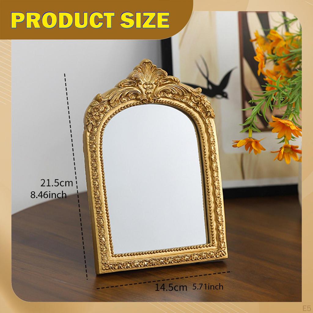 Decorative Vintage Vanity Mirror, Made of Resin, with An Arched Frame, Ideal for Parties.