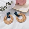Korea Bohemia Handmade Geometric Drop Earrings For Women Imitation Rattan Straw Weave Knit Vine Earring Vacation Party Jewelry