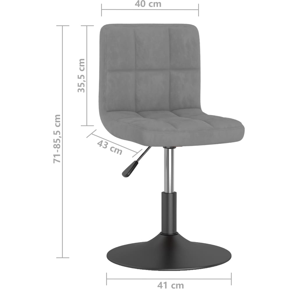 Dining Chair Swivel Light Grey Velvet