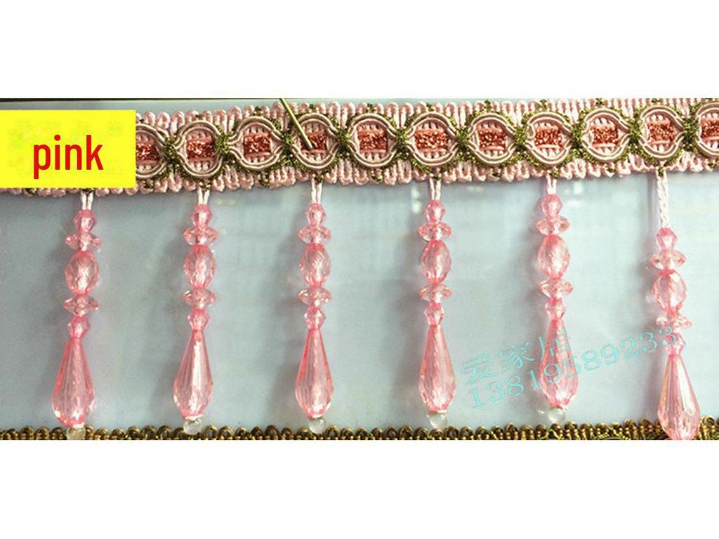 Europeisk tofsfrans med kristallpärlor för gardindekoration