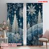 2pcs,2D Plane Printing Creative Curtains Modern Christmas Snowflakes Polyester Woven (without Rod) Decorations Inside for
