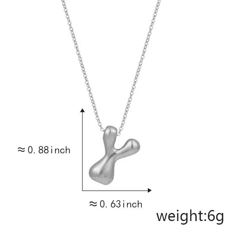 Cute Smooth Letter Necklace, Chubby Pendant, European and American Fashionable and Simple Collarbone Chain