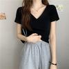 2025 Summer Slim Fit Cross-Match Short-Sleeve Solid Color Korean Style Women's T-Shirt