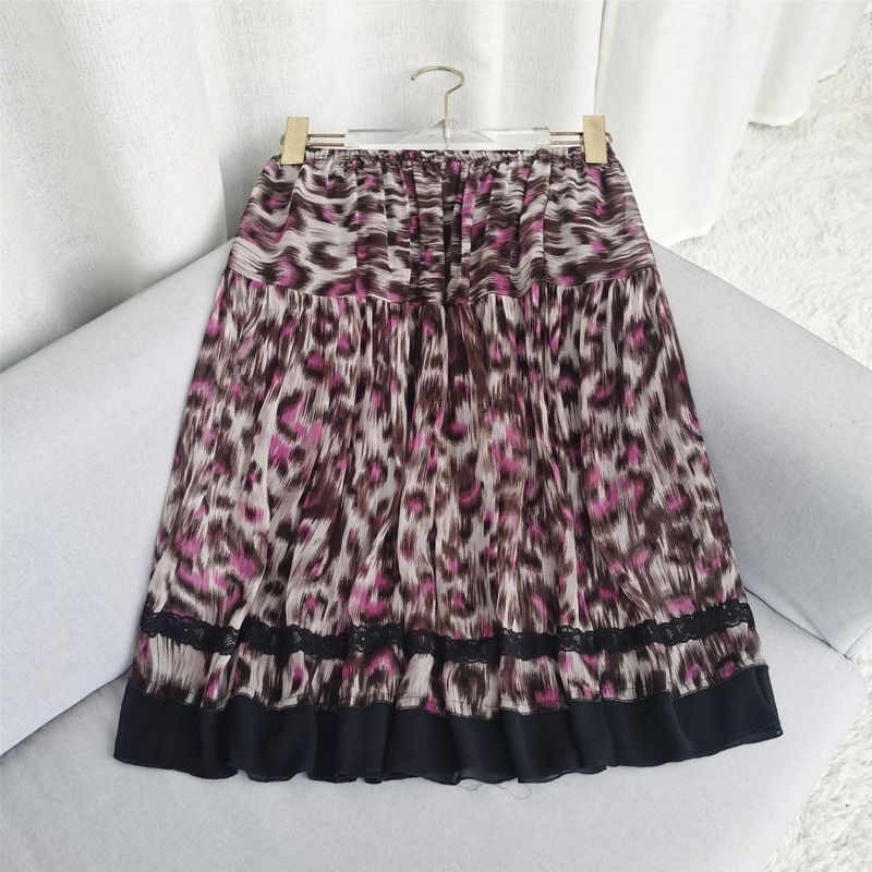 

The Last One at a Loss Mulberry Silk Skirt Mid-Length Skirt, Midi Skirt Small Floral Double-Layer Silk Plaid Breathable Purple All yards