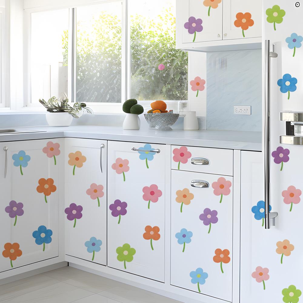 Dopamine Colorful Small Flower Outdoor Balcony Glass Mirror Beautification Decoration Stickers