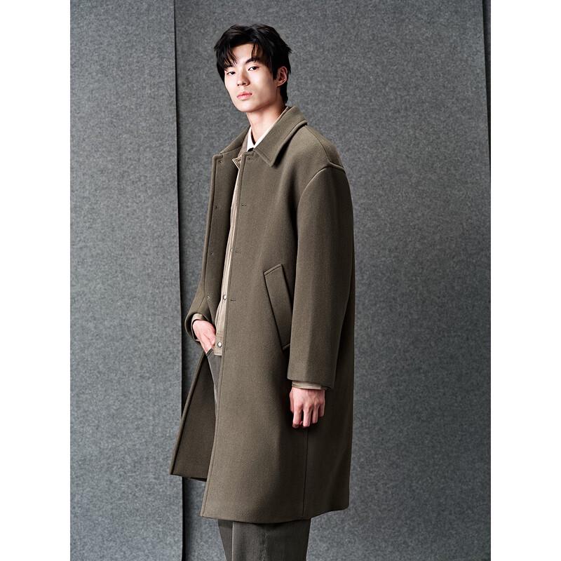 GXG Men's Deep Khaki Loose Fit Warm Commuter Long Overcoat