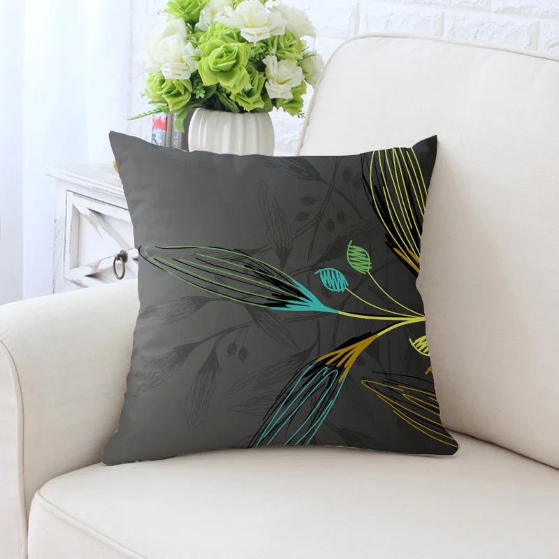 Bunte Pfauenfedern Kissenbezug Polyester Kissenbezug Dekorativ für Sofa/Auto Heimdekoration 45X45CM Dekokissenbezug