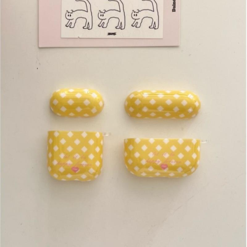 Korean yellow plaid AirPods 1 generation earphone case for Apple earphones AirPods 1 /Pro1 generation