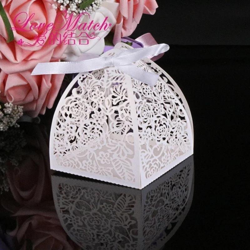 Laser Cut Lace Flower Wedding Candy Box Gift for Guest Birthday Party Decoration Random