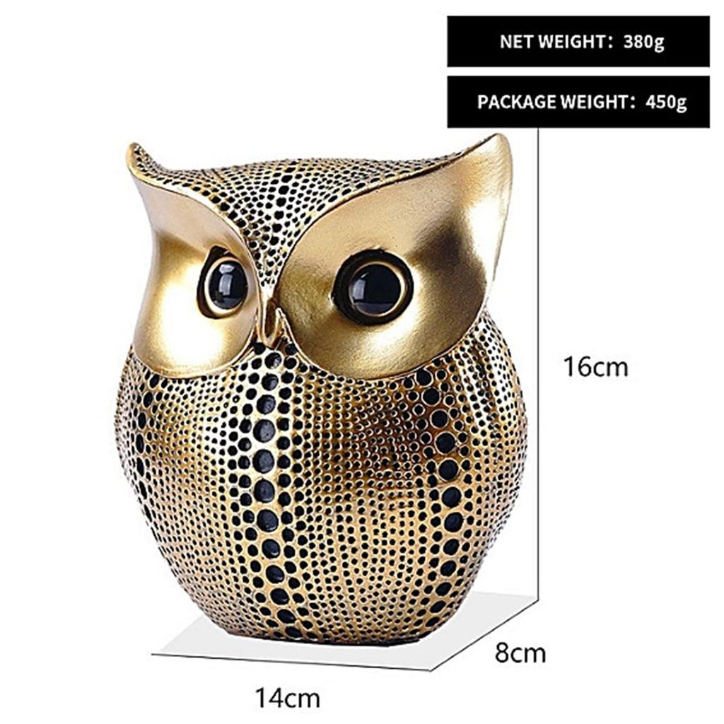 heizi Owl Figurine, Stylish Interior Decor, Nordic Object, Asian Goods, Bali Style, Entryway, Good Luck Charm (Gold)