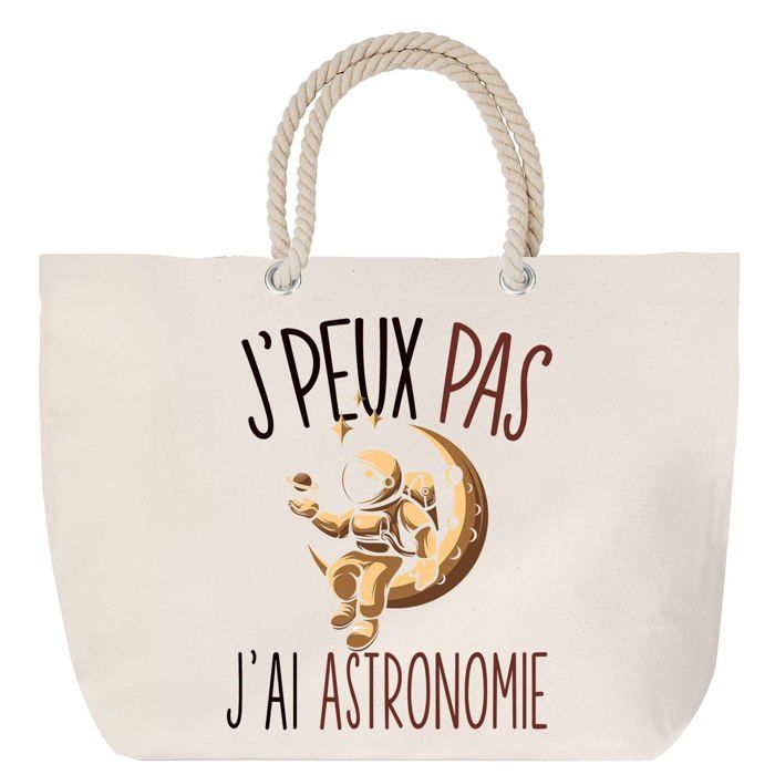 Sac de plage - PLANETEE - Astronomie J'peux pas - Anse corde - Grand format - Personnalisable
