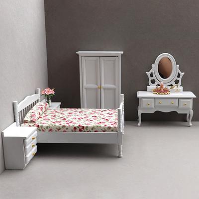 1 Set Beautiful Hand-made Small Dollhouse Bedroom Furniture 1:12 Miniature Model Scene Prop
