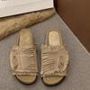 Scarpe Basse in Camoscio con Frange Taglie Forti Estate Nuove Punta Tonda Punta Aperta Morbide Slip-on