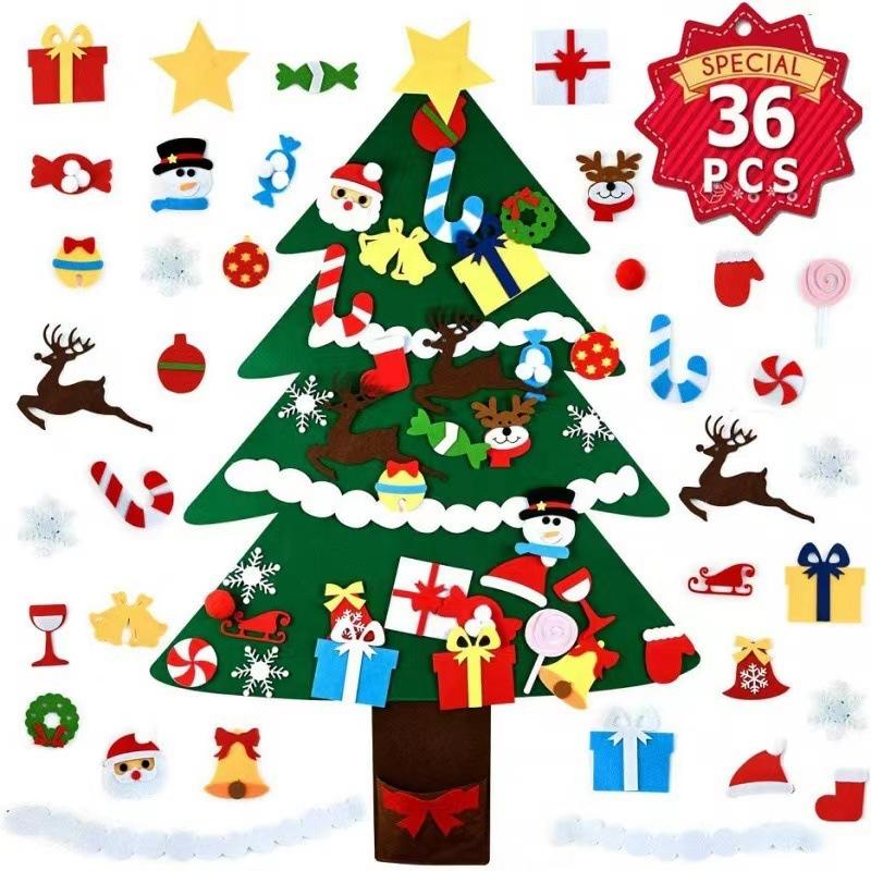 DIY Felt Christmas Tree Christmas Decoration for Home Navidad 2025 New Year Christmas Ornaments Santa Claus Xmas Kids Gifts