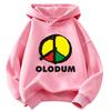 Kids Hoodie, Olodum Peace Symbol Design Yellow Red Gray Print Long Sleeve Sweatshirt Autumn Casual Clothes for Boys and Girls