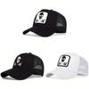 Cotton Unisex Skull Mesh Cap With Embroidery For Summer Outdoor Wear