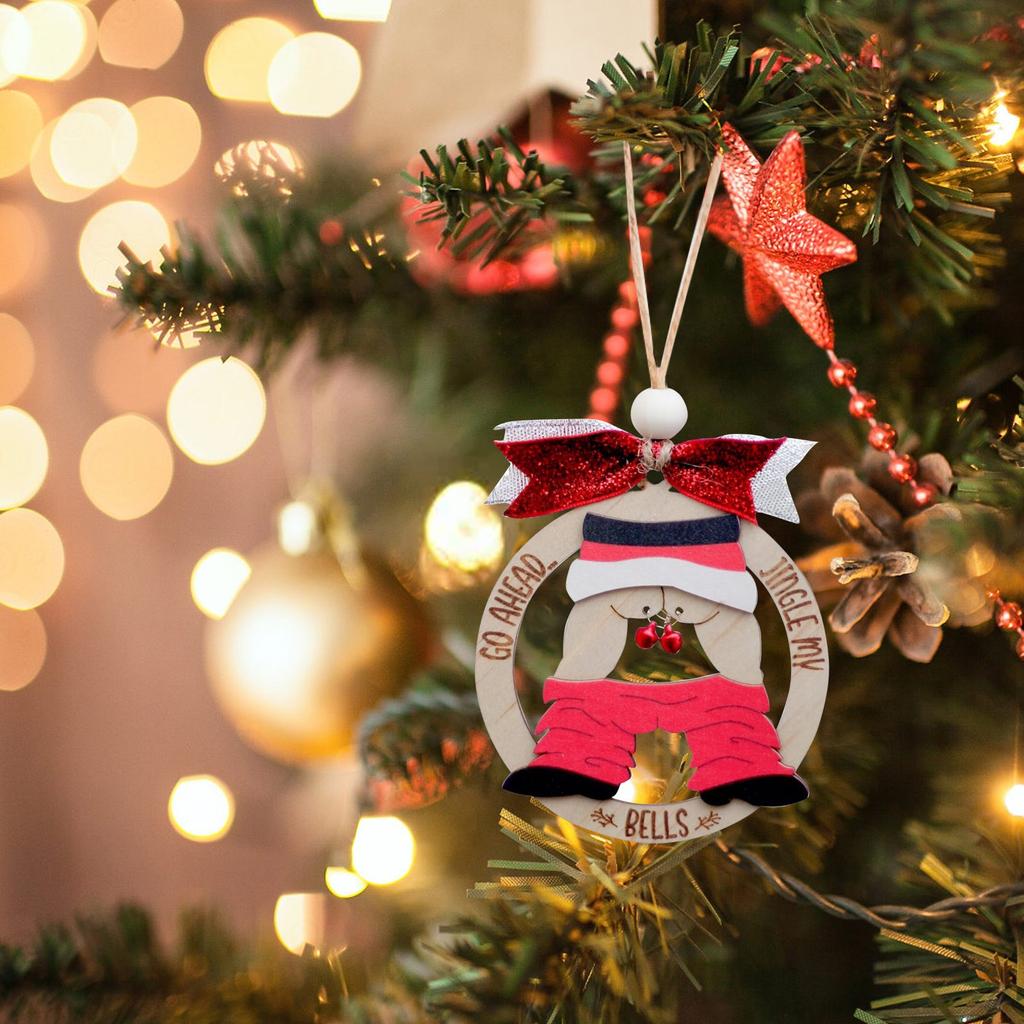 Christmas Decoration Funny Wooden Pendant With Tether Christmas Tree Pendant Spoofing Pendant
