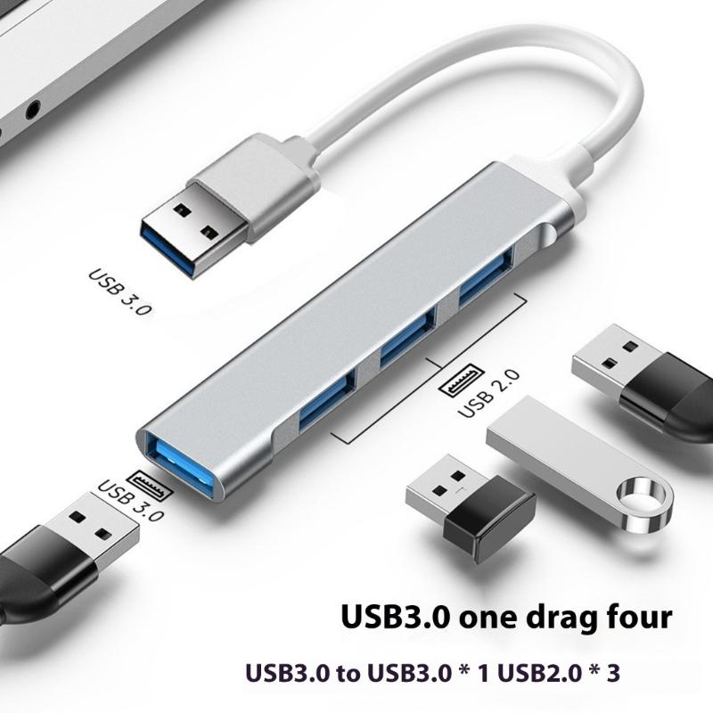 Aluminum USB C Splitter 4 in 1 USB C/USB Adapter Docking Station with 3xUSB2.0+1xUSB3.0+1 Adapter Laptops Dock for Laptop