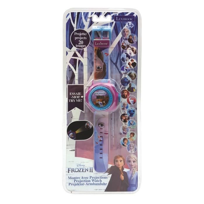 LEXIBOOK Montre Bracelet Ajustable, La Reine des Neiges, Projections de 20 Images, Ecran Digital