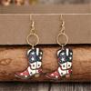 Vintage Inspired Star Print Wood Earrings Portable Accessory for Independence Day and Festive Occasions Casual Wear