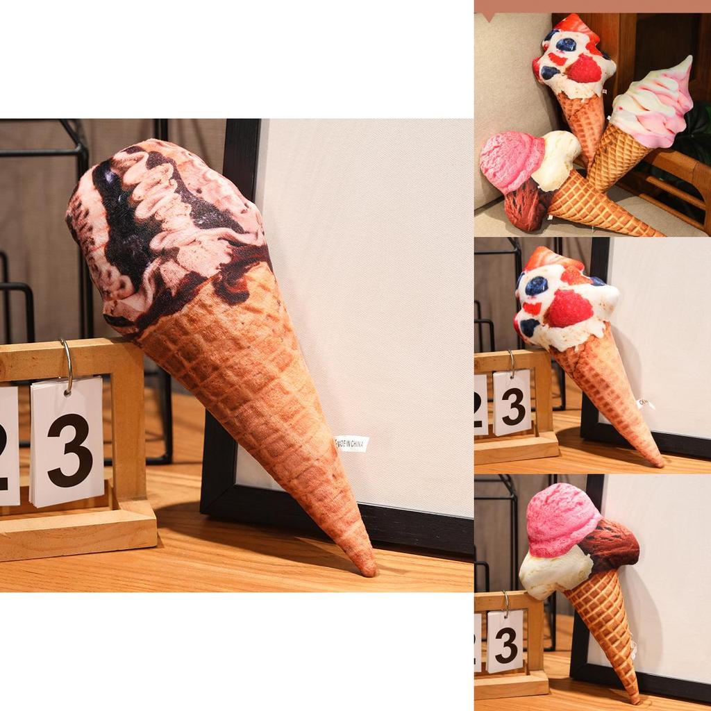 Cute Ice Cream Cone Plush Toy Pillow Strawberry Cream Chocolate Vanilla 20cm Stuffed Doll