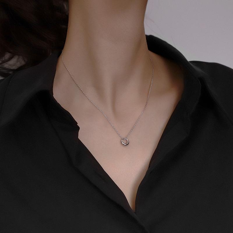 

ANENJERY 2022 Новое поступление, геометрическое круглое ожерелье-цепочка на ключицу для женщин, лучшие подарки, ювелирные изделия 40cm add 5.5cm