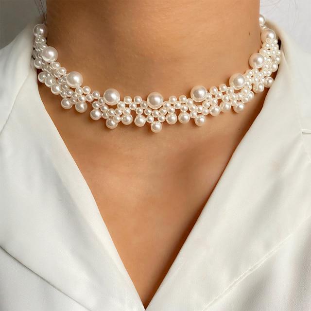 Jemné perlové květinové mašličkové choker náhrdelníky Dlouhý řetízek s přívěskem perlového srdce ve zlatém tónu Náhrdelníky s přívěskem mince Pro stylové šperky Ženy Elegantní Květinové náhrdelníky