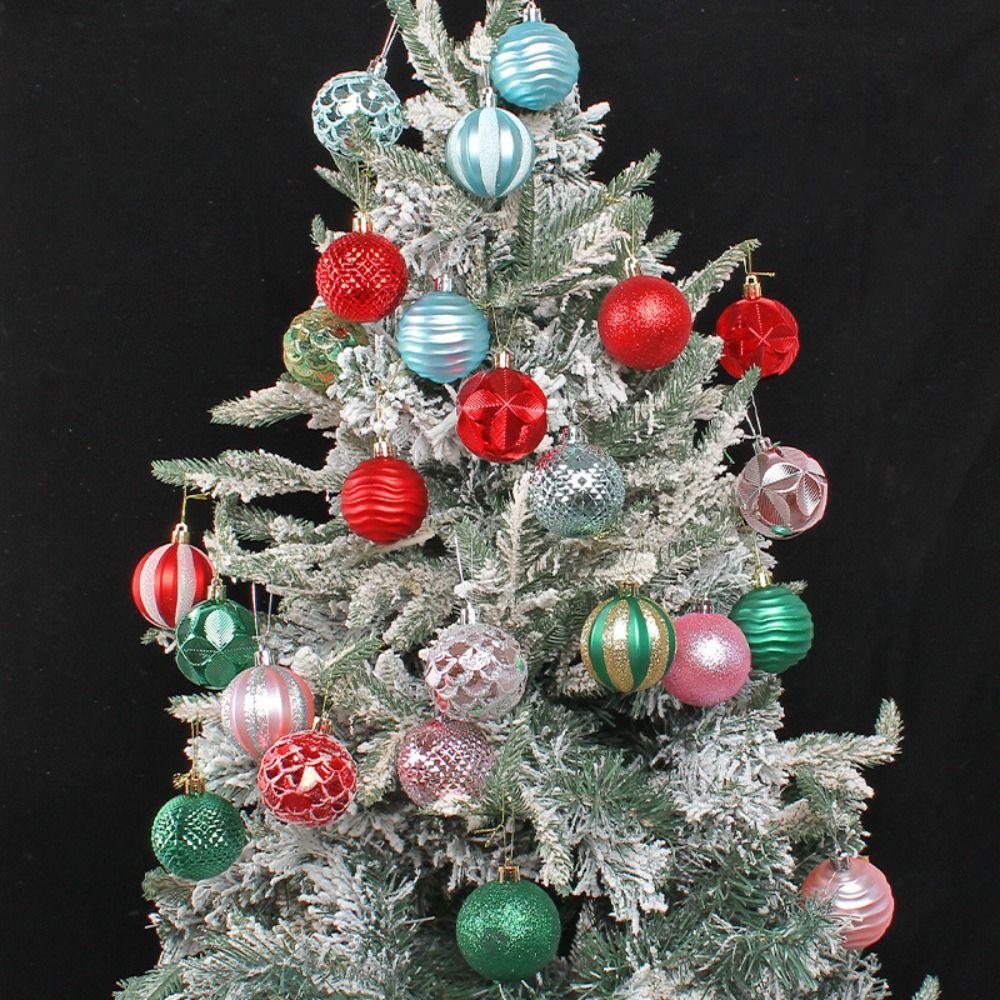 12PCS Fashion Plastic Christmas Ball Set 6CM Suspensable Christmas Tree Balls 6 Colors Xmas Baubles Storefront