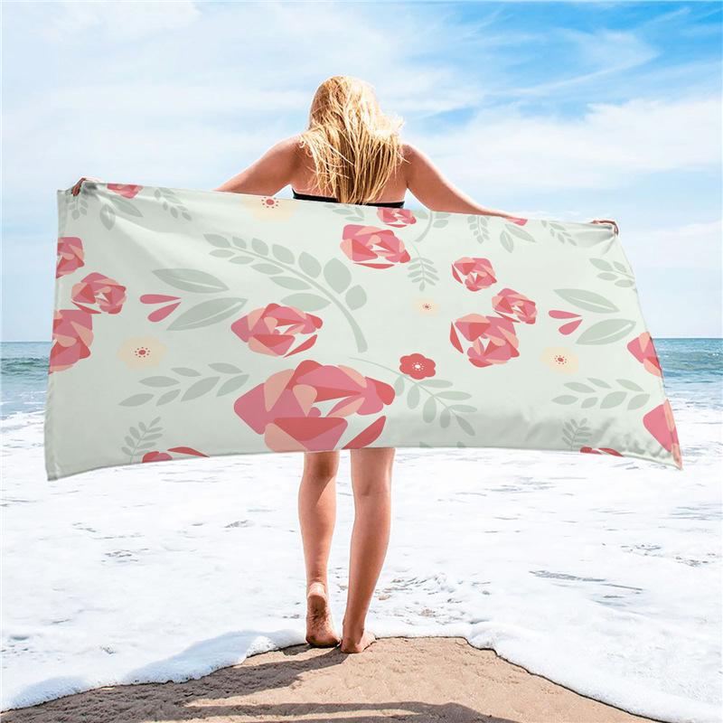 Summer Tropical Ultra-fine Fiber Beach Towel with Sun Protection