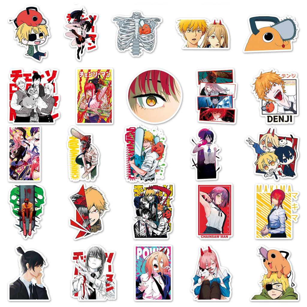 51-Piece Chainsaw Man Anime Stickers: Colorful Decoration for Stationery, Journals, & More