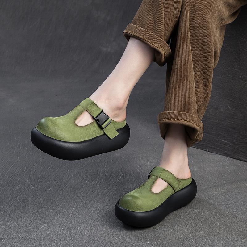 Fashion GKTINOO Genuine Leather Summer Shoes Women Slippers Wedges Outside Slides Leisure 2025 New Handmade Concise Ladies Slippers