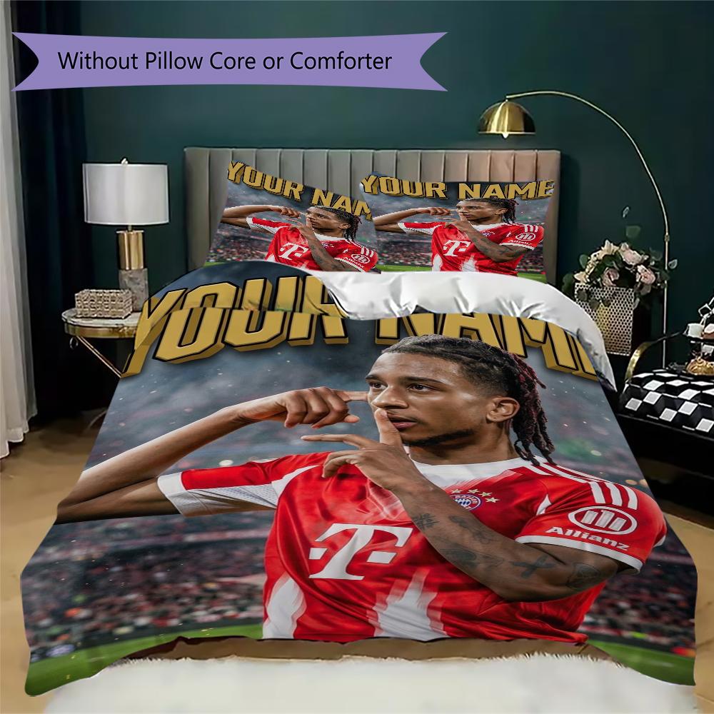 Biancheria da letto con motivo Michael Olise e nome personalizzato, Set piumino Copripiumino Federa Regalo di compleanno per la casa(1 * copripiumino + 2 * federa, senza nucleo)_lx