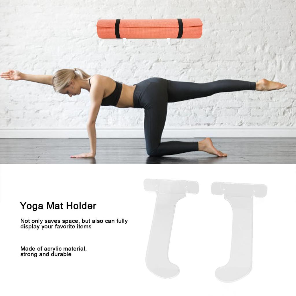 1Pair   Mat Wall Mount Holder Acrylic   Mat Wall Hanger Storage Rack Household Exercise   Mat Bracket